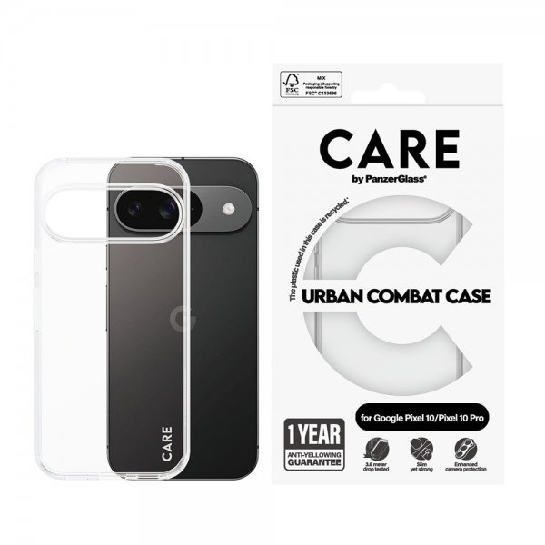 CARE by PanzerGlass Google Pixel 10/Pixel 10 Pro Suojakuori Urban Combat Transparent