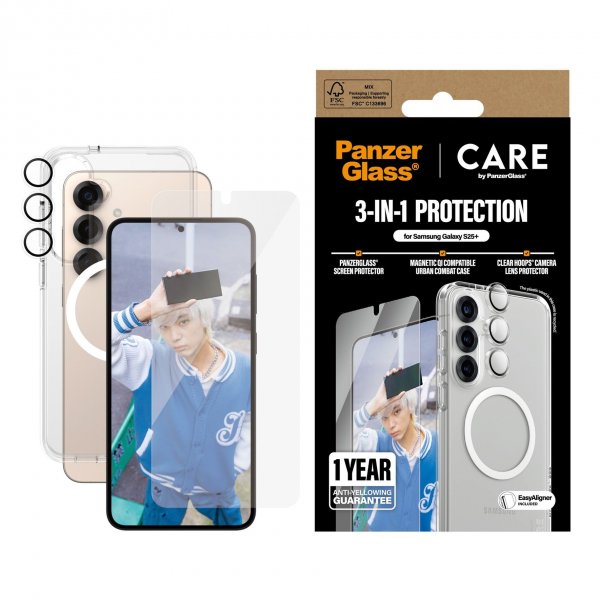 CARE by PanzerGlass Samsung Galaxy S25 Plus 3-in-1 -suojauspaketti