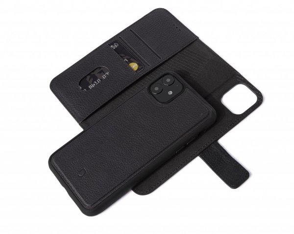 Decoded iPhone 11/Xr Kotelo Irrotettava Kuori Aitoa Nahkaa Musta