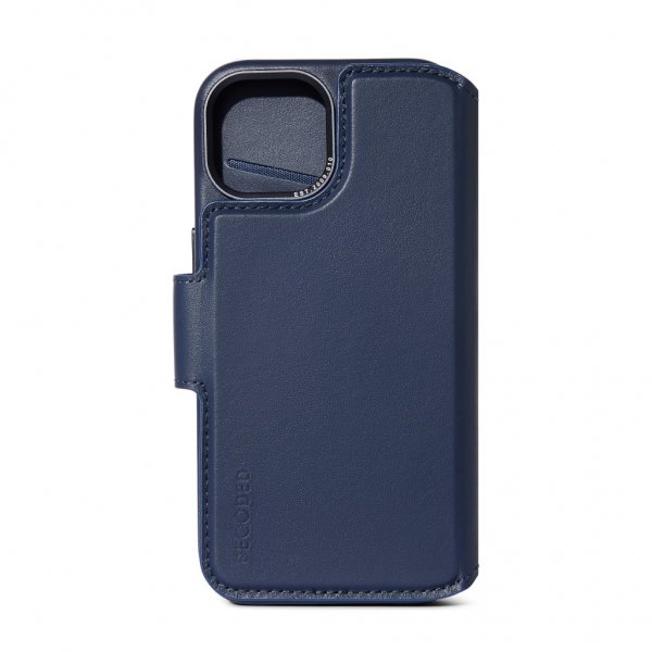 Decoded iPhone 15 Plus -kotelo, nahka, irrotettava lompakko, True Navy
