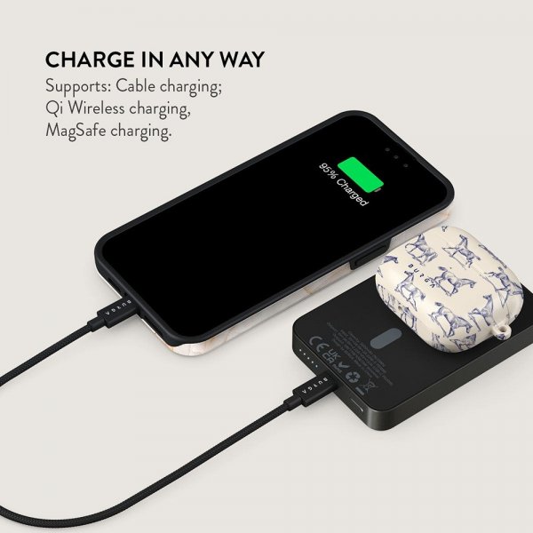 Burga Powerbank MagSafe 5000 mAh Derby Race Metallinharmaa