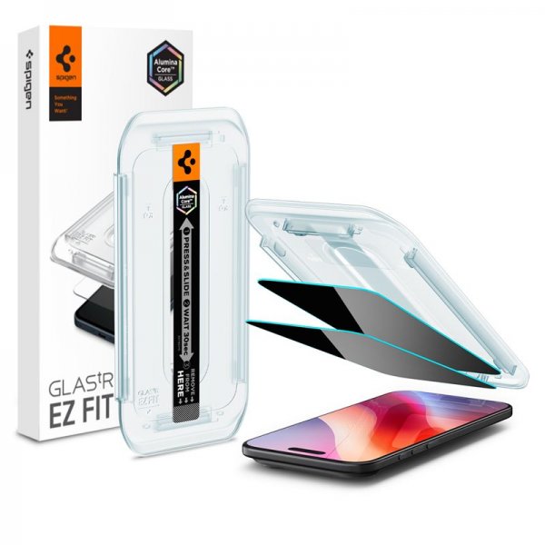 Spigen iPhone Air -näytönsuoja GLAS.tR EZ Fit Privacy 2 kpl