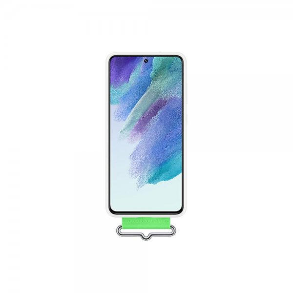 Samsung Original Galaxy S21 FE -silikonisuojakuori hihnalla, valkoinen