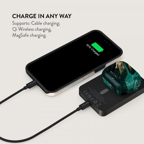 Burga Powerbank MagSafe 5000 mAh Emerald Pool Metallinharmaa