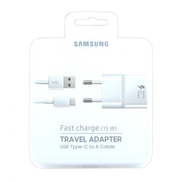 Samsung EP-TA20EWE -lataussovitin + USB Type-C -kaapeli 1,2 m, valkoinen