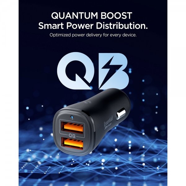 Spigen Essential Autolaturi 30W 2xUSB-A Musta