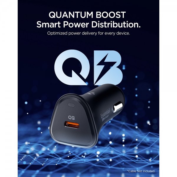 Spigen Essential autonlaturi 30W USB-C, musta