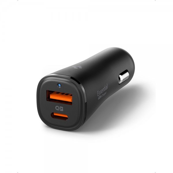 Spigen Essential Autolaturi 48W 1xUSB-C 1xUSB-A Musta