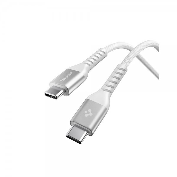 Spigen Essential Kabel Fabric USB-C/USB-C 100W 1m Valkoinen