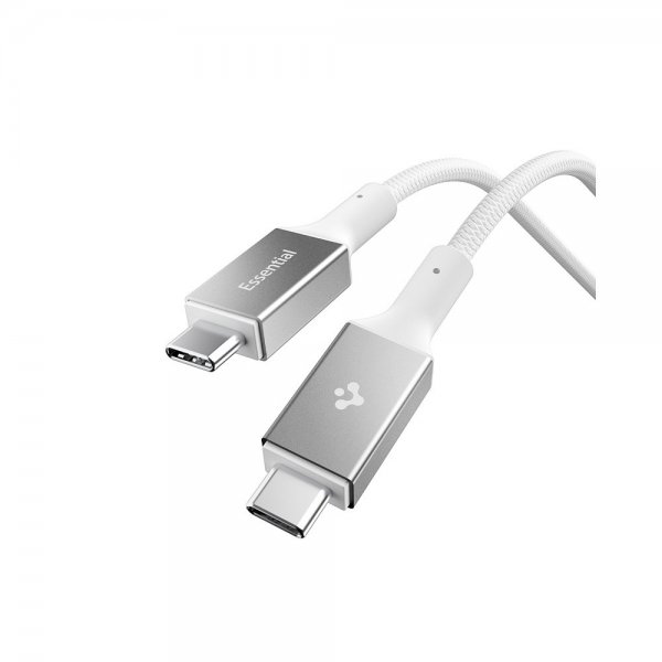 Spigen Essential -kaapeli, kangaspäällysteinen USB-C/USB-C, 240W, 1,5m, valkoinen