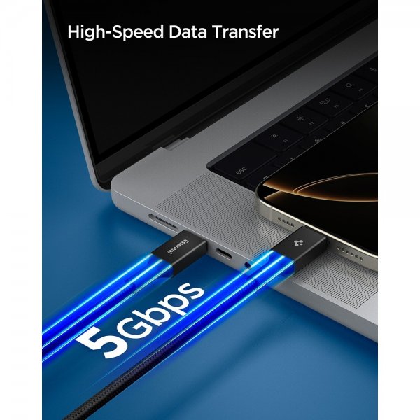 Spigen Essential USB-C–USB-C 100W 1m -kaapeli, musta