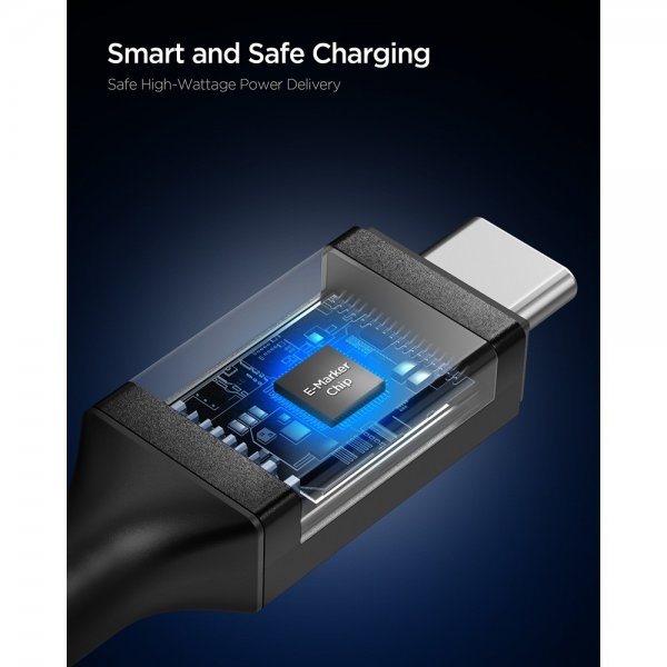 Spigen Essential -kaapeli USB-C–USB-C 100W 2m, musta