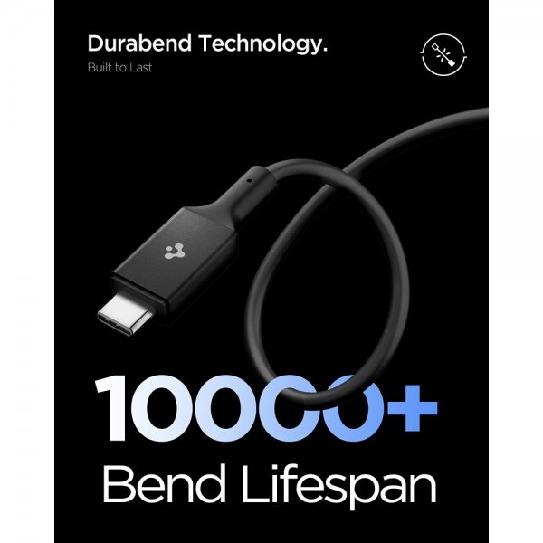 Spigen Essential -kaapeli USB-C–USB-C 100W 2m, musta