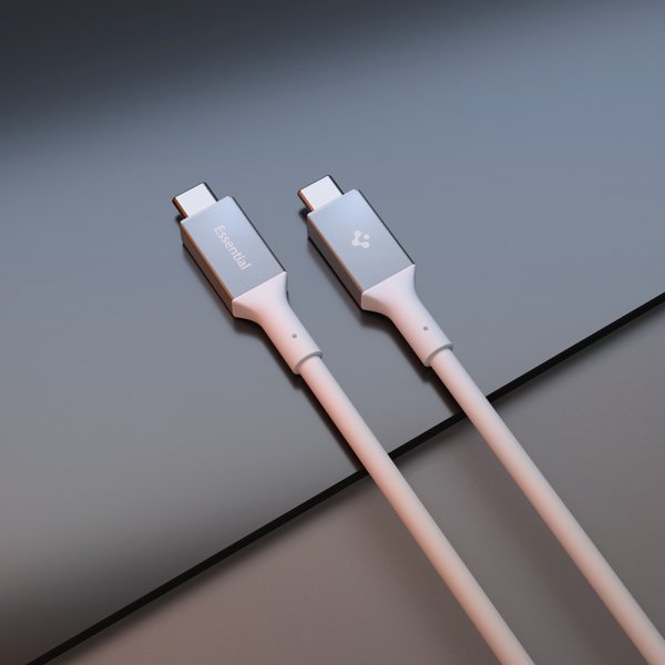 Spigen Essential USB-C–USB-C 240W -kaapeli, 1,2 m, valkoinen