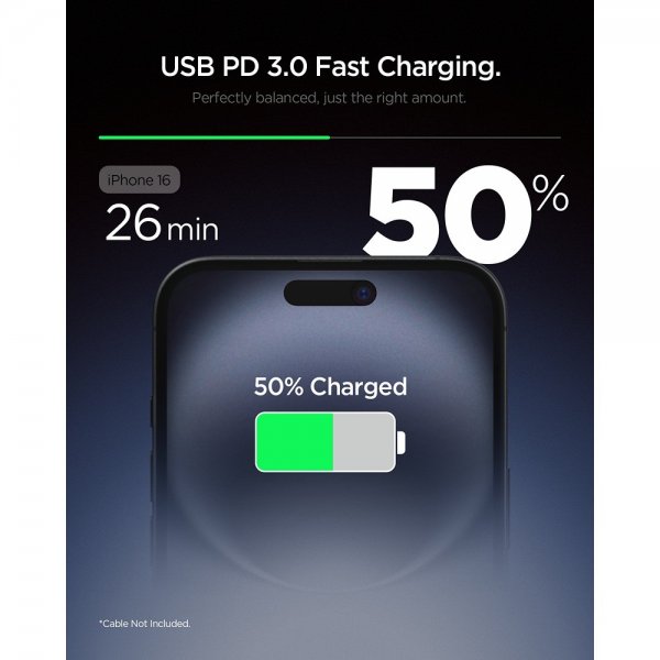 Spigen Essential -laturi 20W USB-C, valkoinen