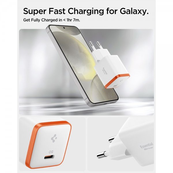 Spigen Essential Charger 30W USB-C Valkoinen