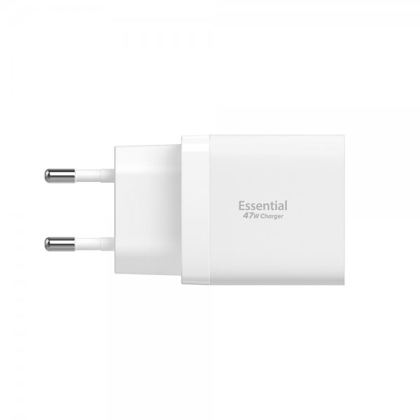 Spigen Essential -laturi 47W 2xUSB-C Valkoinen