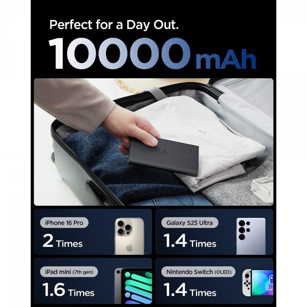 Spigen Essential Powerbank 10 000 mAh 22.5W Musta