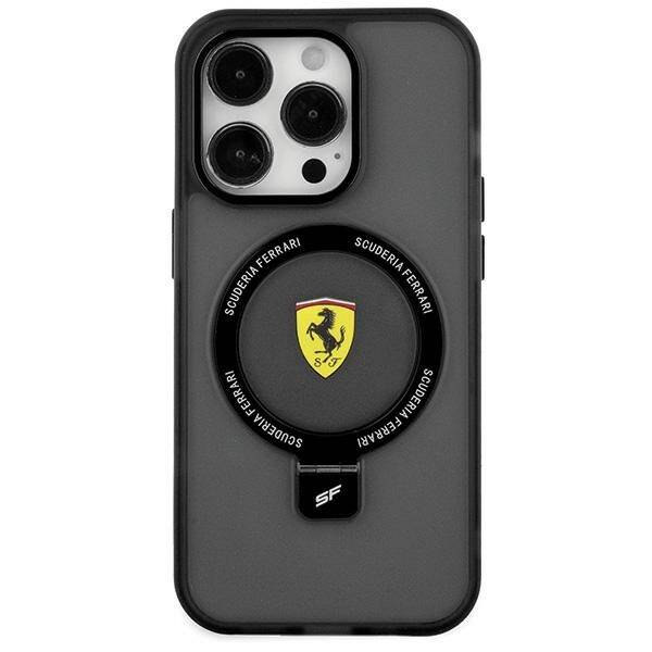 Ferrari iPhone 15 Kuori Sormusteline MagSafe Musta
