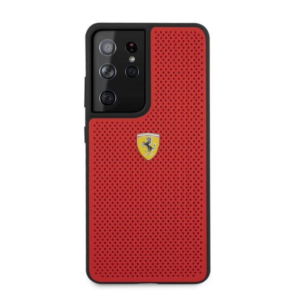 Ferrari Samsung Galaxy S21 Ultra Kuori Logo Perforoitu Punainen