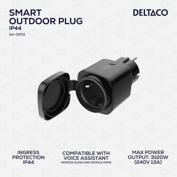 Deltaco Smart Home Ulkokäyttöön tarkoitettu kytkin, WiFi IP44