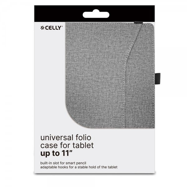 Celly universaali suojakotelo, folio, enintään 11", harmaa