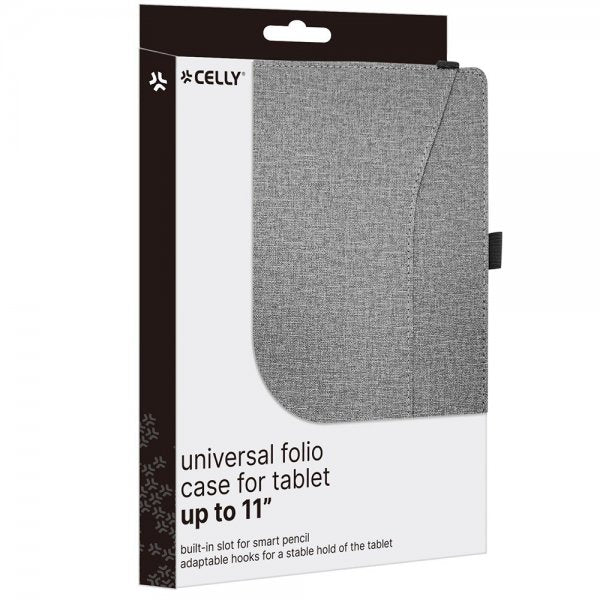 Celly universaali suojakotelo, folio, enintään 11", harmaa