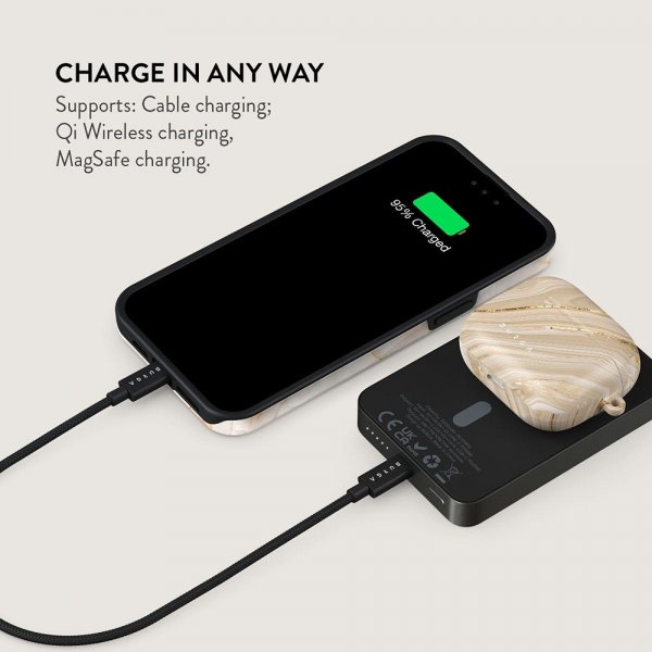 Burga Powerbank MagSafe 5000 mAh Full Glam Metallinharmaa