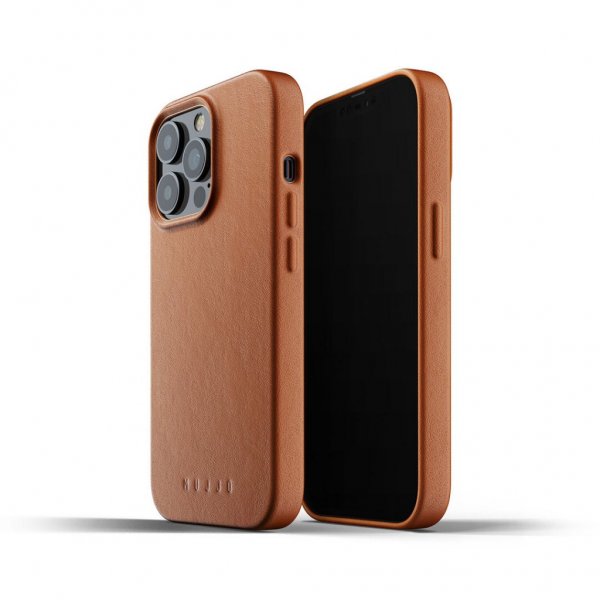 Mujjo iPhone 13 Pro -täysnahkakotelo, Tan