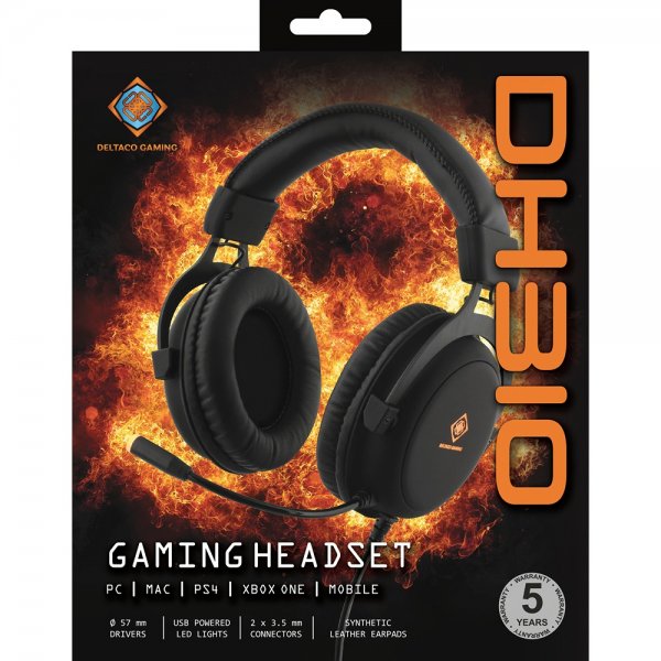 Deltaco Gaming DH310 Stereo -pelikuulokkeet, musta