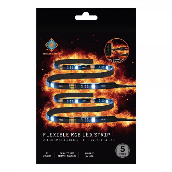Deltaco Gaming Joustava RGB LED-nauha 2x50 cm