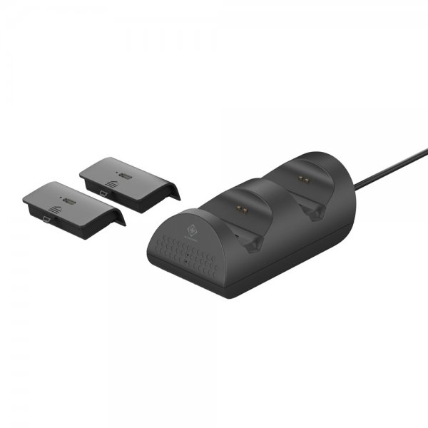 Deltaco Gaming -latausasema kahdella Xbox Series X/S -ohjaimen akkupakkauksella