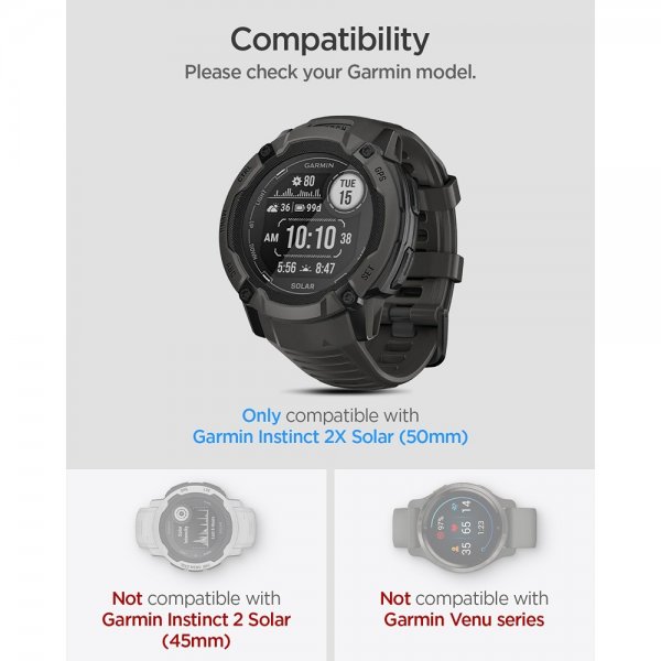 Spigen Garmin Instinct 2X Solar -näytönsuoja GLAS.tR EZ Fit 2 kpl
