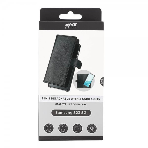 Gear Samsung Galaxy S23 Kotelo 2-in-1 Irrotettava kolmella korttipaikalla Musta