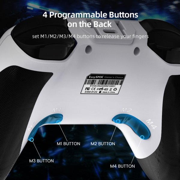 EasySMX Bayard 9124 Switch/Android/PC Ohjelmoitava langaton peliohjain, valkoinen