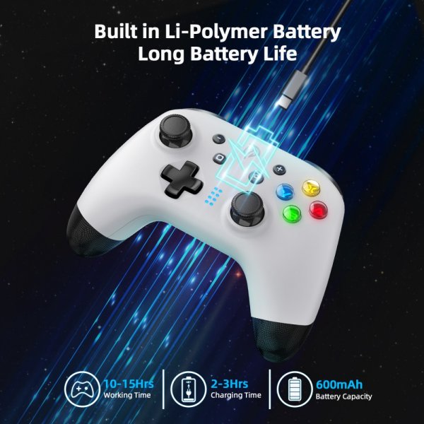 EasySMX Bayard 9124 Switch/Android/PC Ohjelmoitava langaton peliohjain, valkoinen