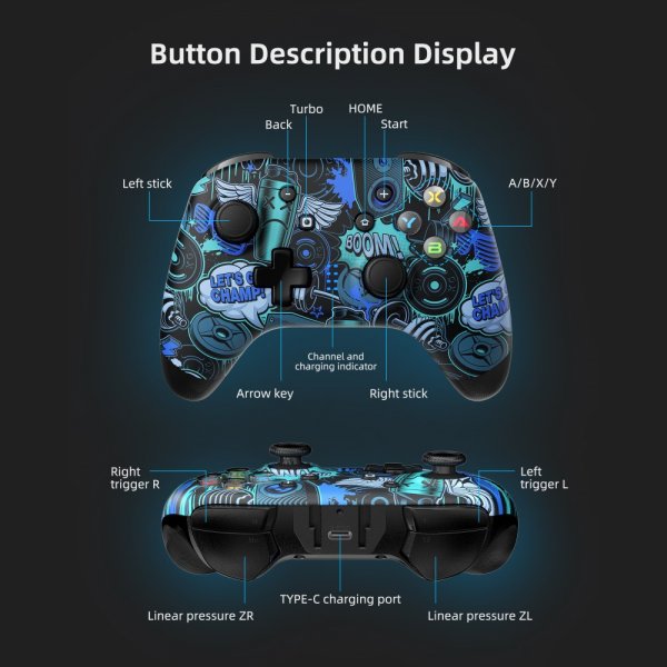 EasySMX Bayard 9124 Switch/Android/PC Ohjelmoitava langaton Graffiti-peliohjain