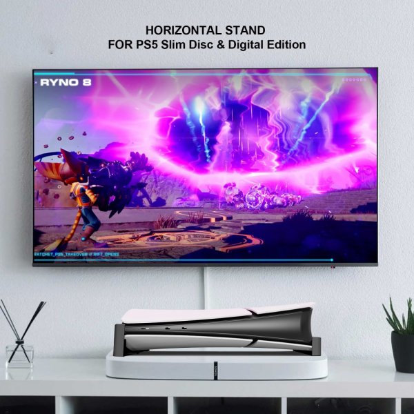 JYS PlayStation 5 Slim (Digital/Disc Edition) -teline, musta