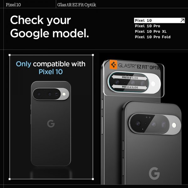 Spigen Google Pixel 10 Kameran suojalasi Glas.tR EZ Fit Optik, 2 kpl