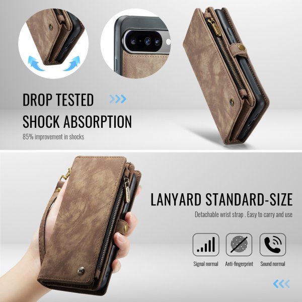 CaseMe Google Pixel 10/Pixel 10 Pro -kotelo 008 Series Irrotettava kuori Ruskea
