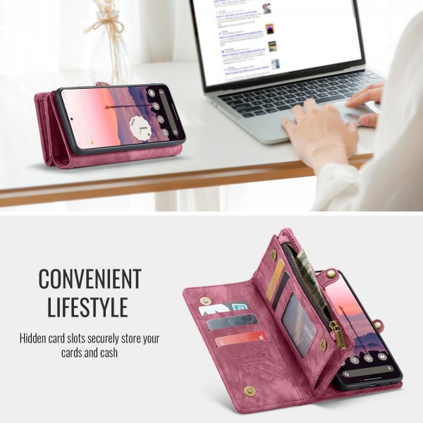 CaseMe Google Pixel 10/Pixel 10 Pro -kotelo 008 Series irrotettavalla kuorella, punainen