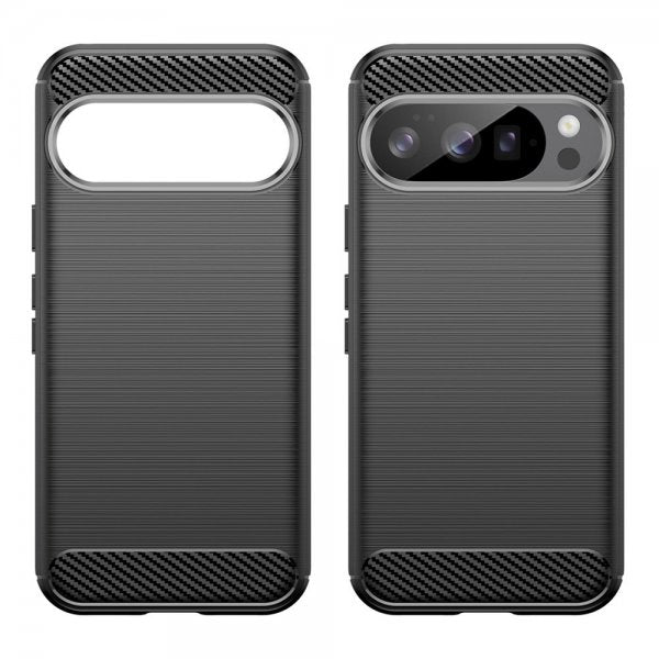 Google Pixel 10/Pixel 10 Pro Kuori Harjattu Hiilikuitutekstuuri Musta