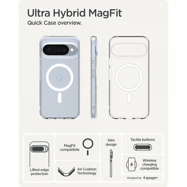Spigen Google Pixel 10/Pixel 10 Pro Suojakuori Ultra Hybrid MagFit Clear White