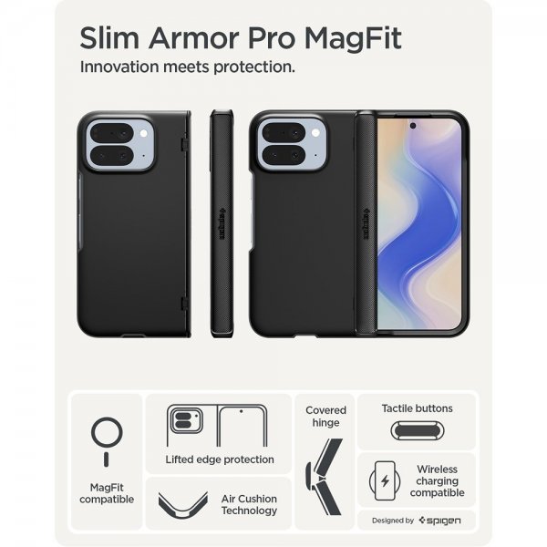 Spigen Google Pixel 10 Pro Fold -suojakuori Slim Armor Pro MagFit, musta