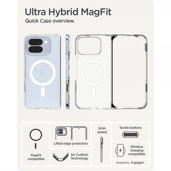 Spigen Google Pixel 10 Pro Fold Kotelo Ultra Hybrid MagFit Clear White