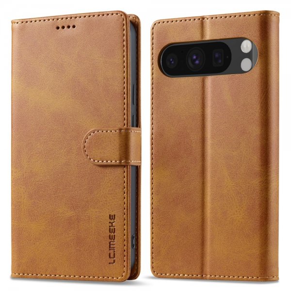 Lc.Imeeke Google Pixel 10 Pro XL Suojakotelo Korttipaikalla Jalustatoiminnolla Vaaleanruskea