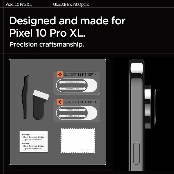 Spigen Google Pixel 10 Pro XL kamerasuojalasi, EZ Fit Optic 2-pakkaus