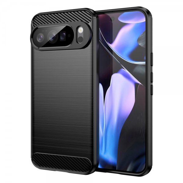 Google Pixel 10 Pro XL Kuori Harjattu hiilikuitukuvio Musta