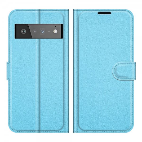 Google Pixel 6 Pro Kotelo Litchi Sininen