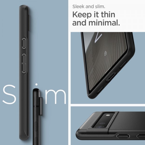 Spigen Google Pixel 6a Thin Fit -suojakuori, musta